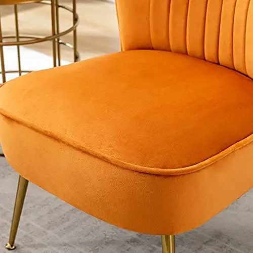Orange Velvet Accent Chairs Set of 2, Wingback Slipper Chairs for Living Room, Bedroom, Guest Room