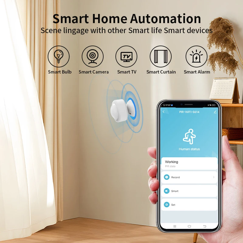 Mini Smart Motion Detector Sensor Human Body Infrared Sensor Anti Theft Tuya App Remote Control Wireless Motion Detector