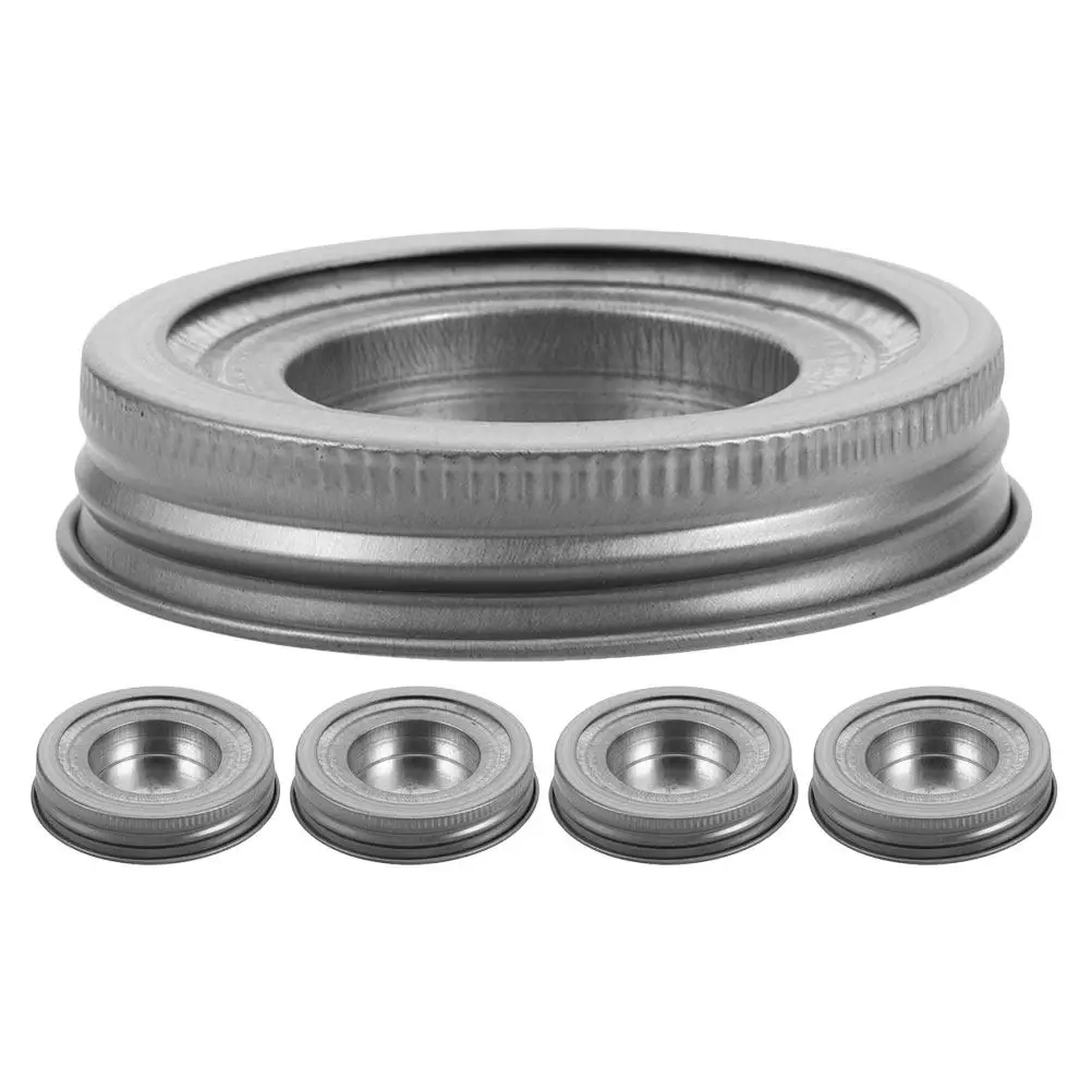 5Pcs Minimalist Stainless Steel Jar Lid Inserts for Regular Mouth Jars Tea Light Holder Storage Home Decor Safety