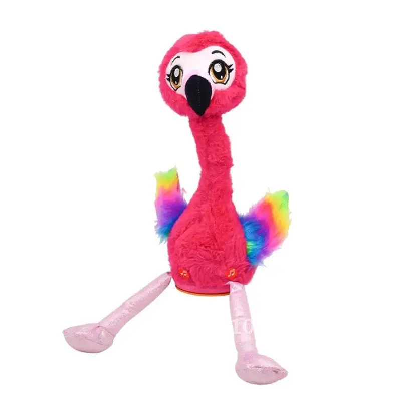 1 pc flamingo de pelúcia brinquedo interativo figuras cantando e flamingo animais dança animais vivos brinquedo interativo recheado rosa