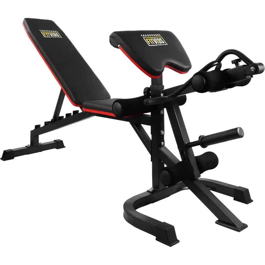 

Регулируемая скамья для силовых тренировок для домашнего спортзала, 6-позиционная универсальная скамья с функцией разгибания ног и подушкой для жима лежа, красная