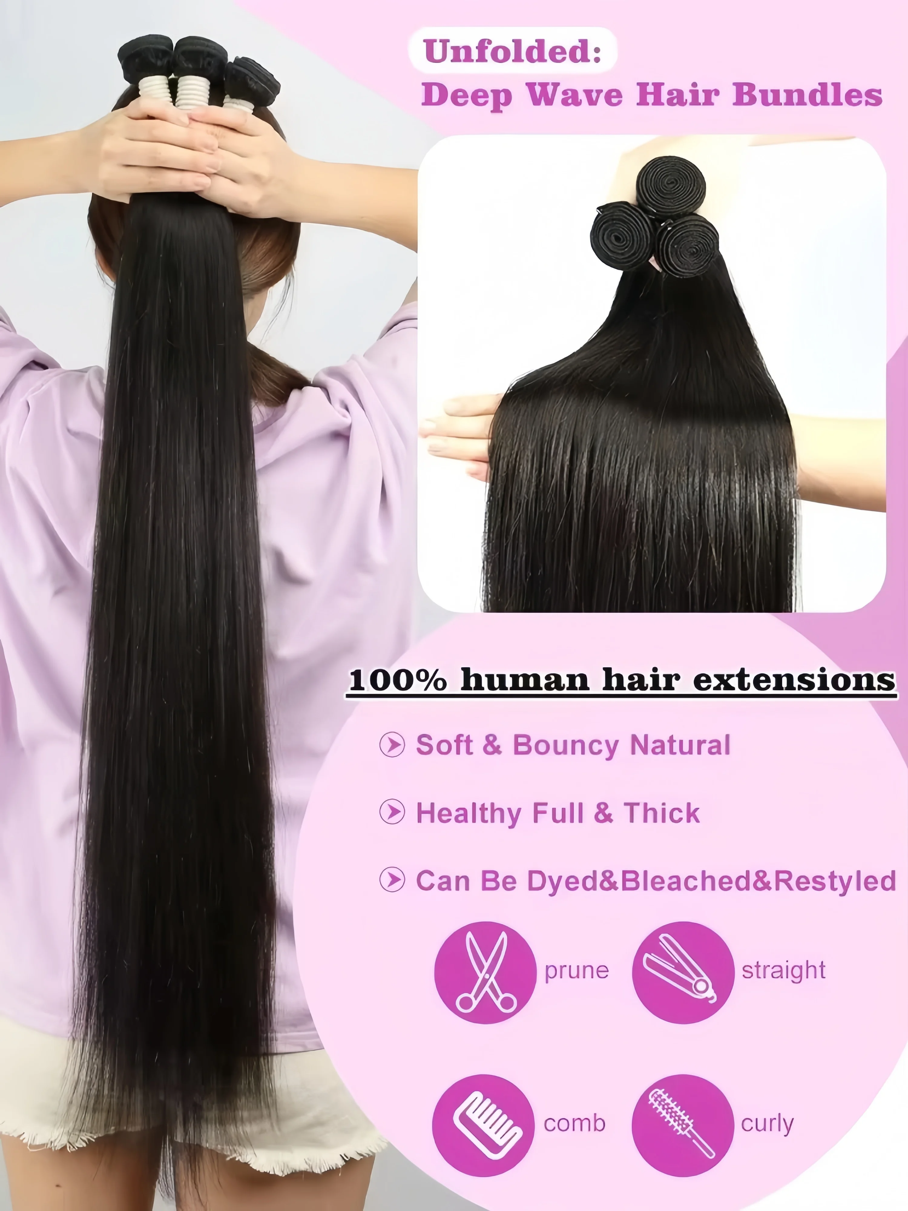 12A Straight Human Hair Bundles 100% Human Hair 30 40 Inch Natural Black Bundles Human Hair Extensions Raw Hair Bundles