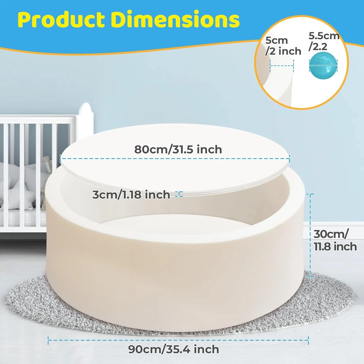 Verdikte katoenen ballenbak Babyactiviteit Hek Binnen- en buitenballenbad voor peuters 1-5 jaar Ballenbakken Speelgoed Spelletjes voor baby's