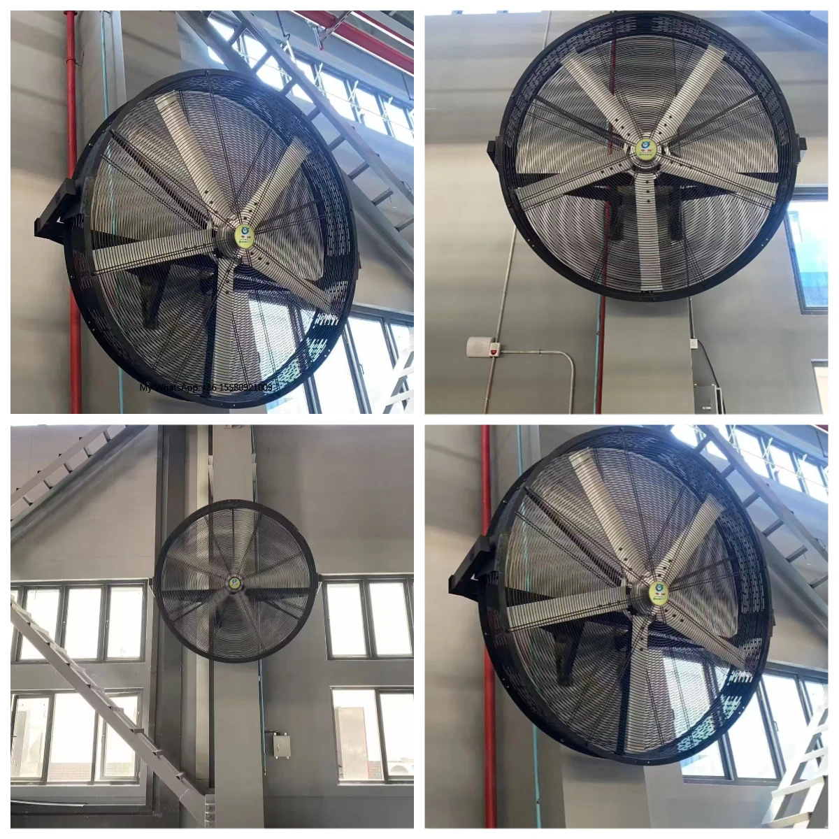 220V AC Industrial Wall-Mounted Fan Free Standing with 6pcs Aluminum Blades for Large Spaces