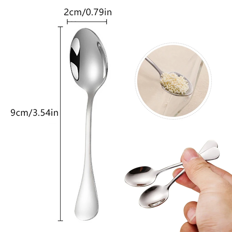 3/5Pcs Stainless Steel Mini Coffee Tea Scoops Ice Cream Dessert Spoon Couple Flavoring Salt Spoons Kitchen Tool