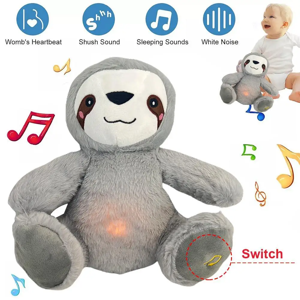 Lenitivo respirazione bradipo incandescente bambola di peluche musica lenitiva Baby Sleeping Companion Sound Light Early Education Doll