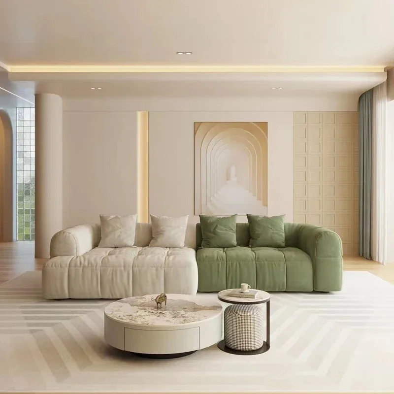 

-Hotel Home Furniture Living Room Sofa Modern Velvet Sectional Sofa Modern Design Soft Comfortable Color Combination Fabric Sofa