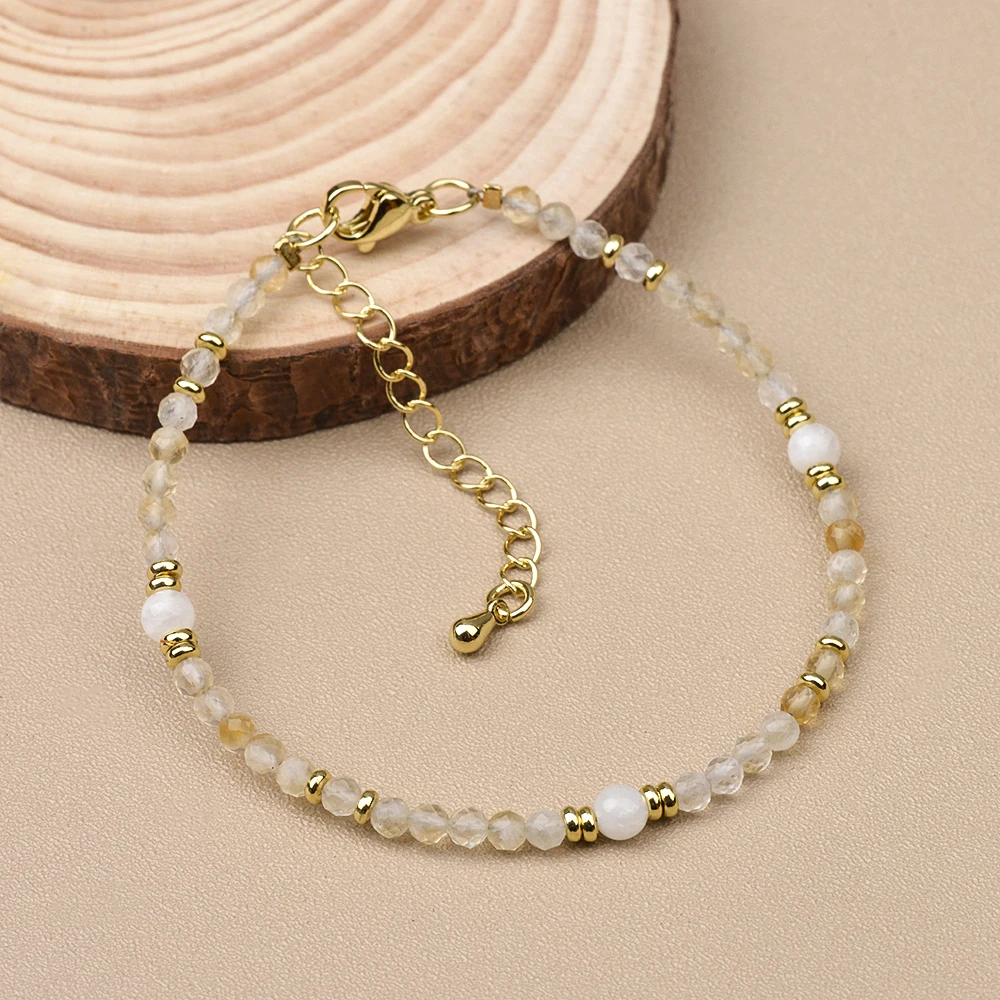 3MM Peridot Citrine Turquoise and Moonstone Nature stone Bracelet Suitable For Men And Women Daily Wear Holiday Gift Jewelry