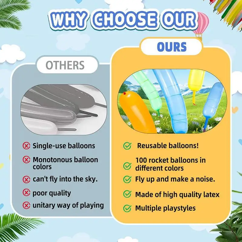 100 個ロケットスクリーミングバルーンホリデーデコレーション子供屋外おもちゃロングツイストバルーンフェスティバルパーティー誕生日イベント用