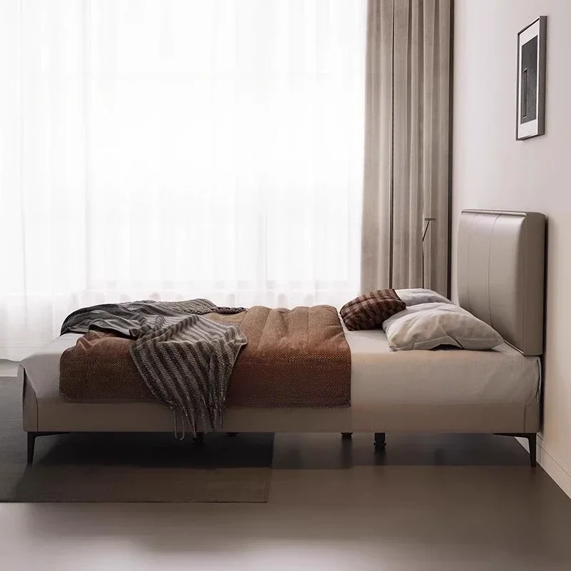 Ultra-thin leather soft bag bed Modern minimalist leather art, minimalist, master bedroom, small apartment, double bed