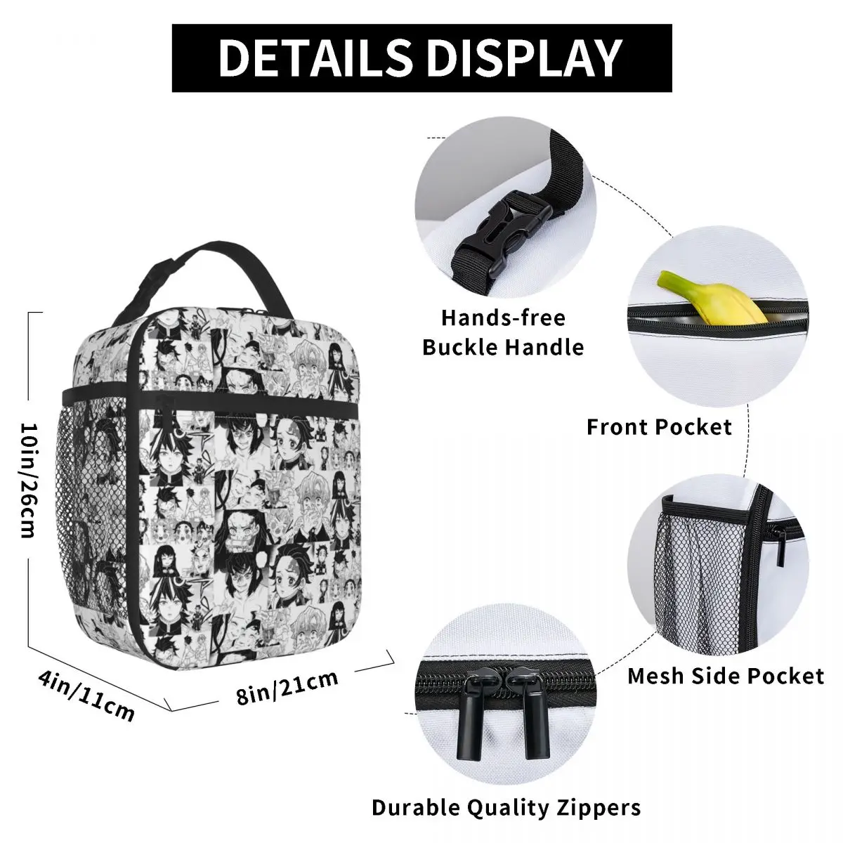 Custom Anime Thermal Insulated Lunch Bag Demon S-Slayer Portable Lunch Tote for School Office Outdoor Multifunction Food Box view 5