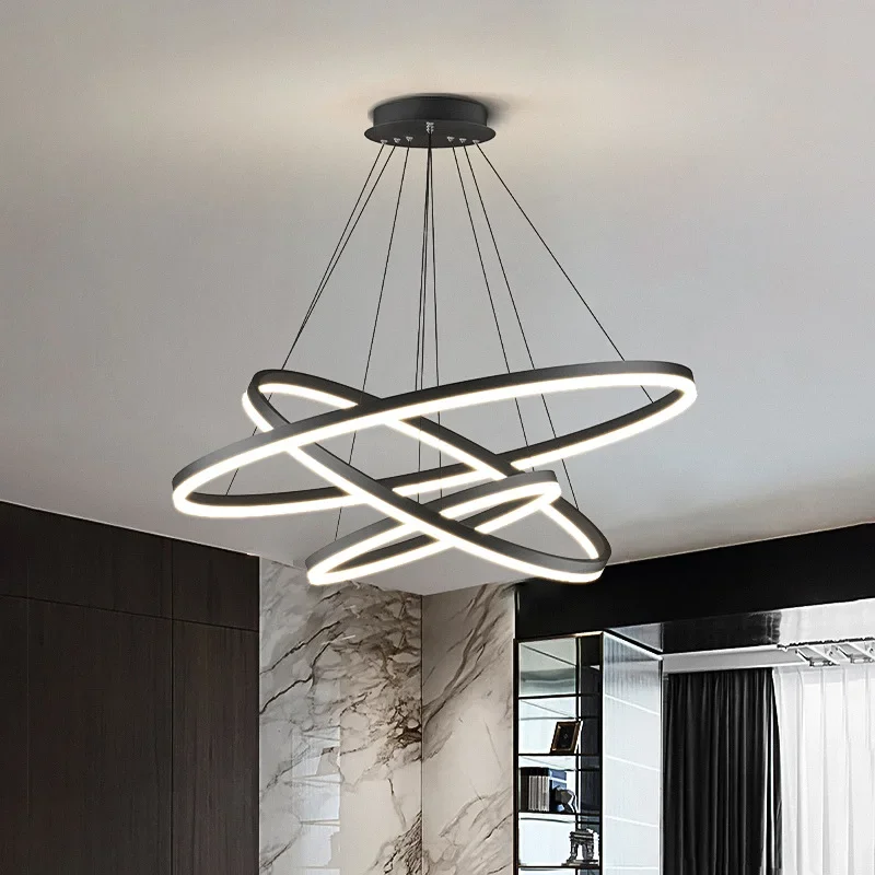 

Modern 5 Round Ring Led Ceiling Chandeliers For Living Dining Room Staircase Hanging Lamp Home Decore Pendant Lighting Fixtures