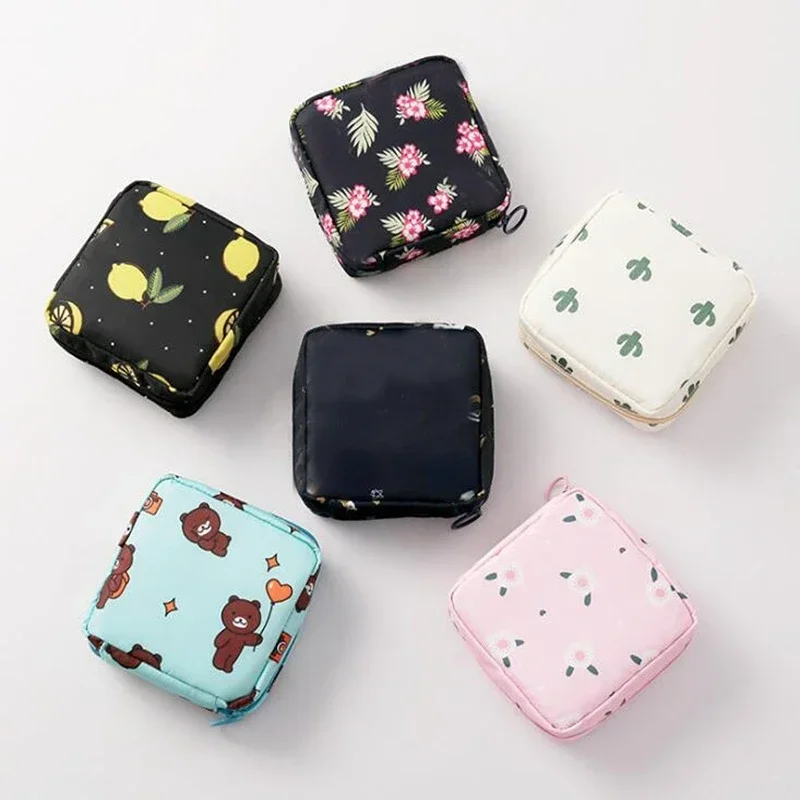 Women small cosmetic bag set zipper girls mini Sanitary Napkins makeup lipstick bags travel earphone coin organizer pouch bags