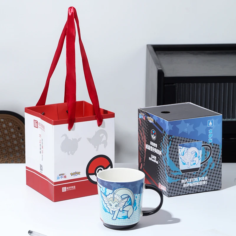 SHUNXIANG Pokemon Ceramic Mug Officially Licensed 540ml Temperature Sensitive Magic Color Change Coffee Cup Gift Box For Fans