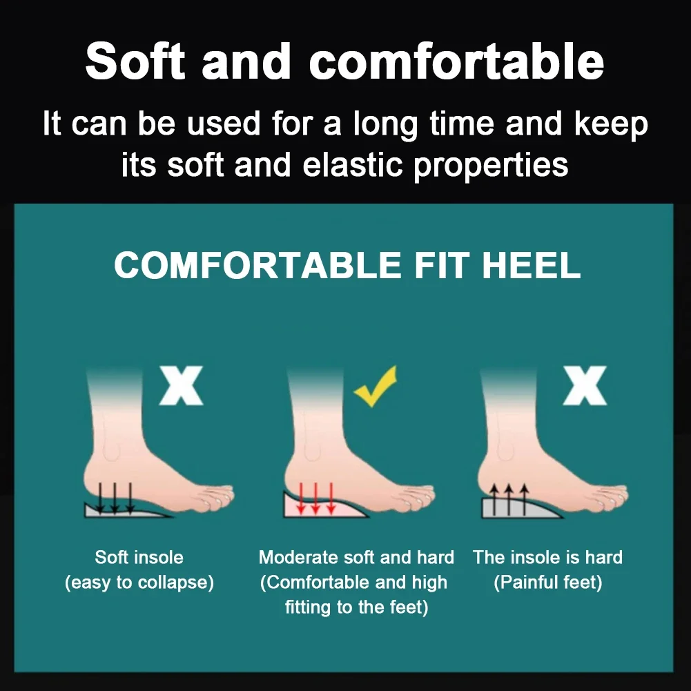 Silicone Gel Height Increase Insole Heel Lifting Inserts Shoe Foot Care Protector Elastic Cushion Arch Support Insert for Unisex