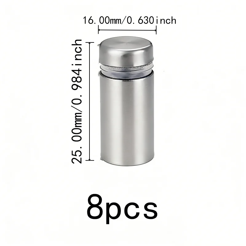 8pcs Silver 16×25mm Polished Nails, stylish, for plasterboard, wall art, display signs