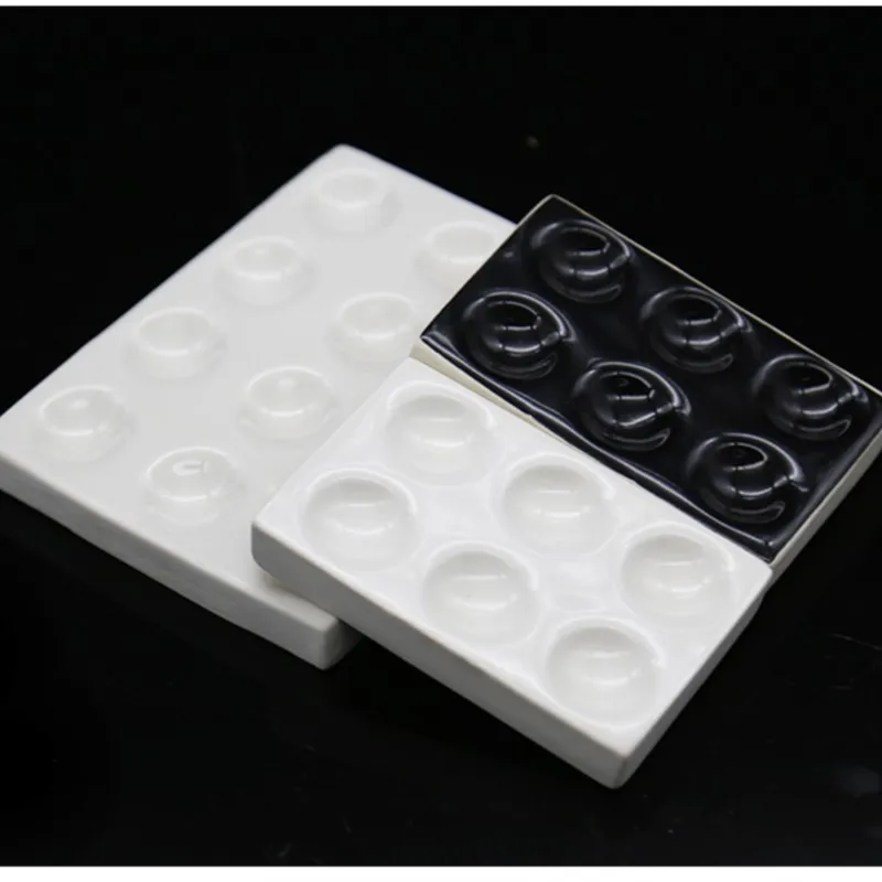 White 2/6/12 Holes Laboratory Porcelain Spotting Tile Reaction Plate Apothecary black