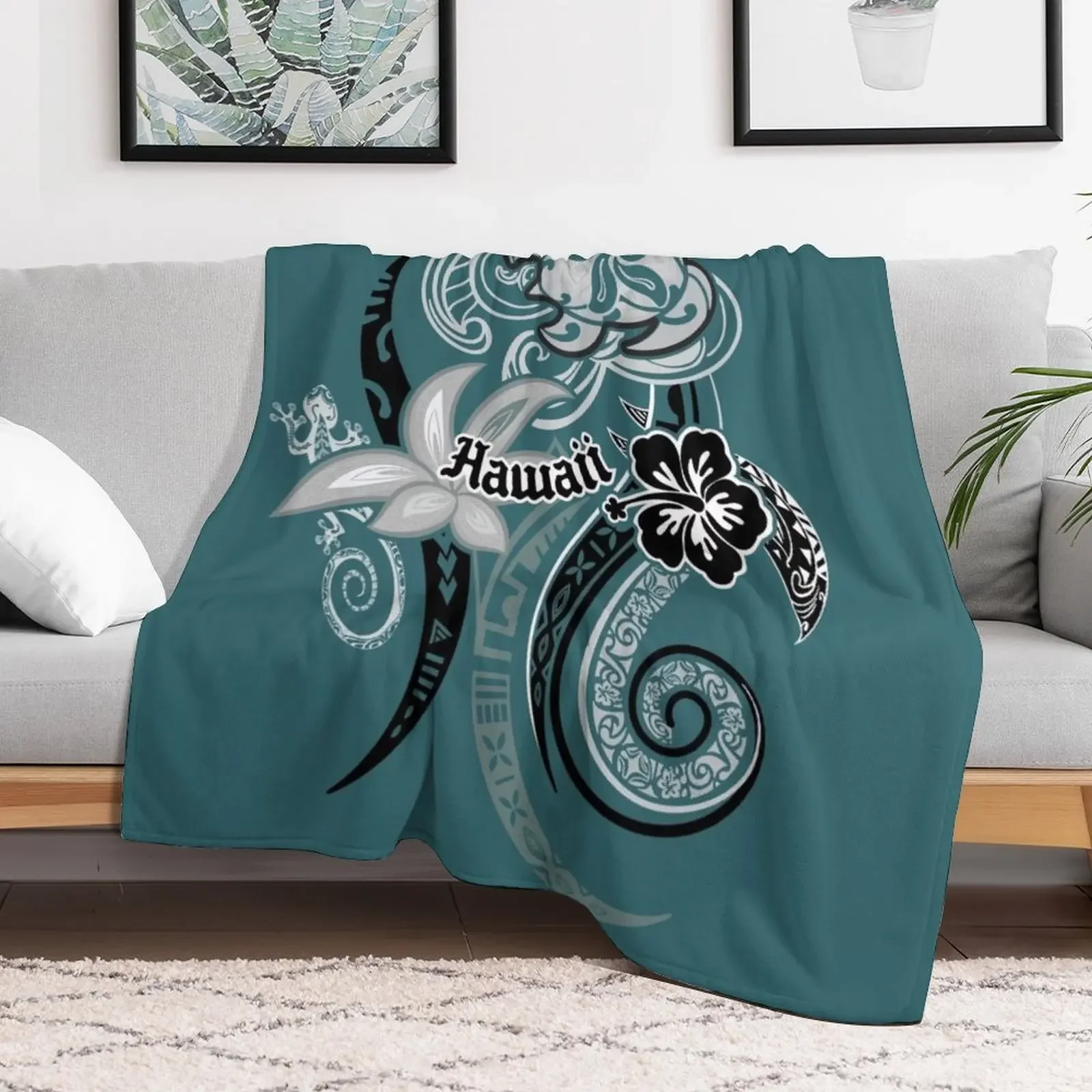 HAWAIIAN Tribal Threads Throw Blanket Compact Warm Blanket for Car Road Trip