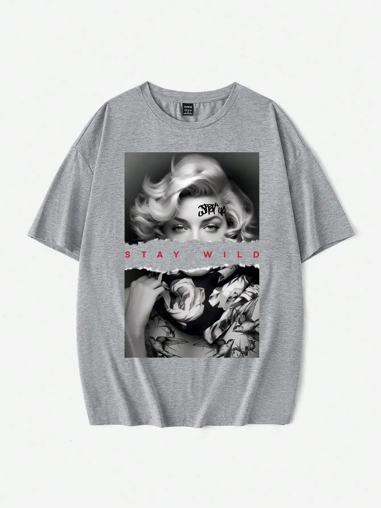 유럽 ​​스타일의 패션 초상화 인쇄 여성 티셔츠 여름 캐주얼 코튼 탑 스트리트 오-넥 티셔츠 통기성 느슨한 옷