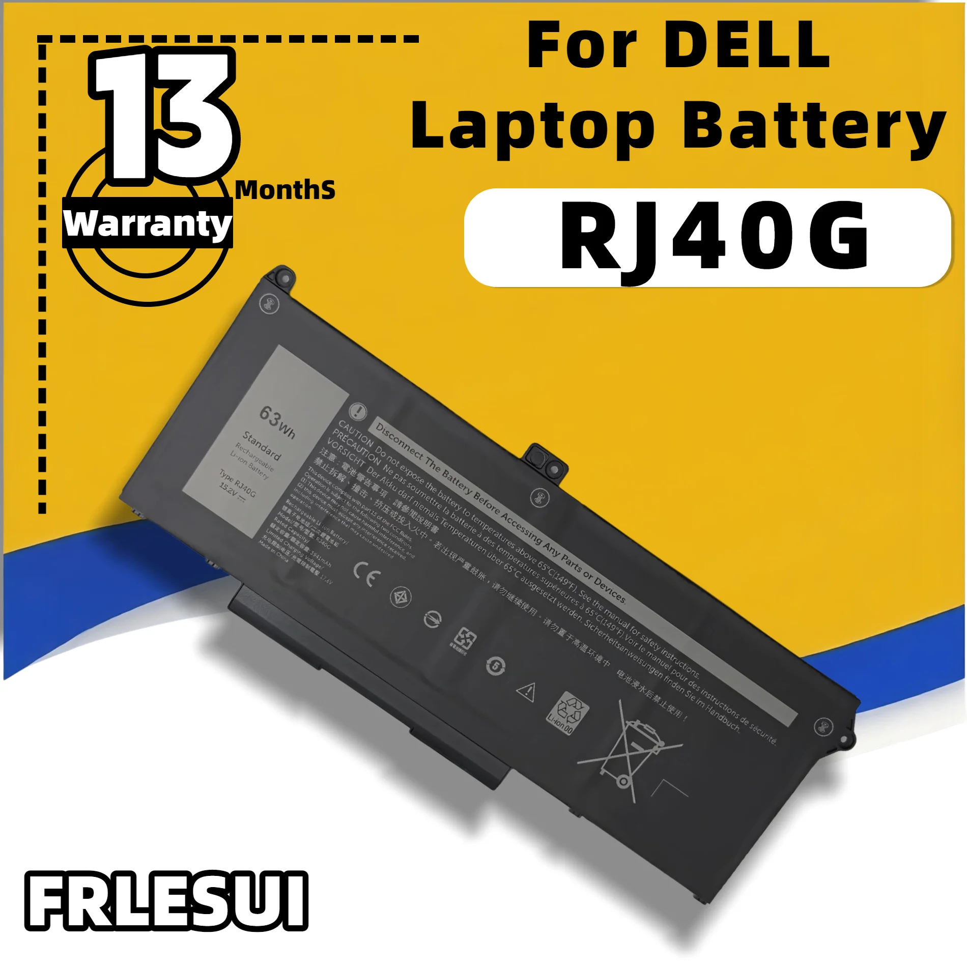 FRLESUI Battery RJ40G 63WH For DELL Dell Latitude 14 5420 15 5520 15 3560 Series Laptop Battery 13-Month Warranty