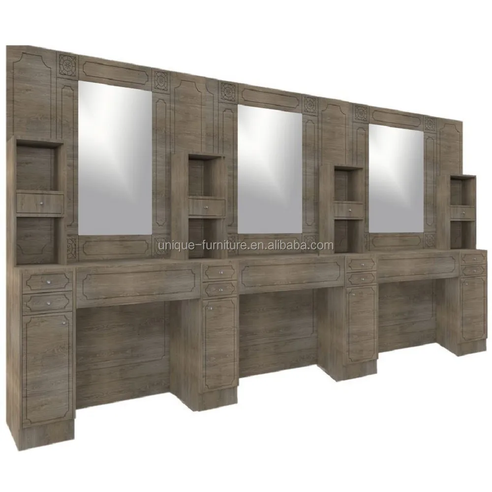 Hot Sale Ladies Saloon Shop Design Barber Shop Working Counter Hair Styling Station Hair Beauty Salon Booth Working Table Supply
