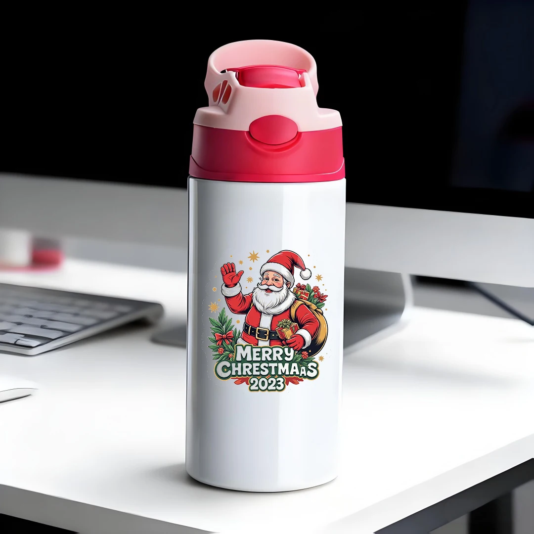 

304 stainless steel thermal cup Kids Straw Cup Merry Christmas 2023 Santa Claus themed cartoon design Heartwarming Christ