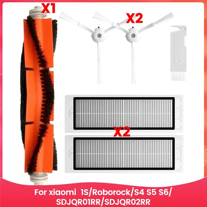 For 1S, Roborock Vacuum S4 S5 S6, SDJQR01RR, SDJQR02RR Replacement Parts Main Side Brush HEPA Filter