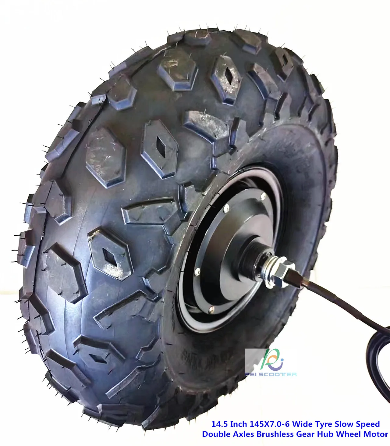 

14.5 Inch 145/7.0-6 Wide Tyre Slow Speed Double Axles Brushless Gear Hub Wheel Motor phub-145xc