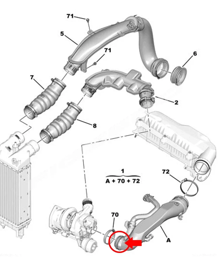 Figzero Turbocharged Intake Pipe Seal for Peugeot 3008 408 4008 508 5008 2008 308 308S