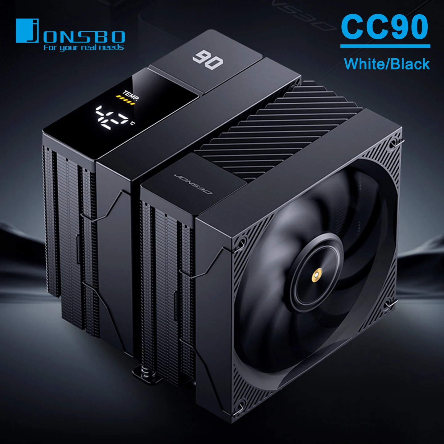 존스보 디지털 디스플레이 CPU 쿨러 듀얼 타워 6 히트파이프 CC90 CPU 공랭 쿨러 13+12cm 팬 (LGA1700 115X 1200 1851 AM4 AM5 지원) 썸네일 2