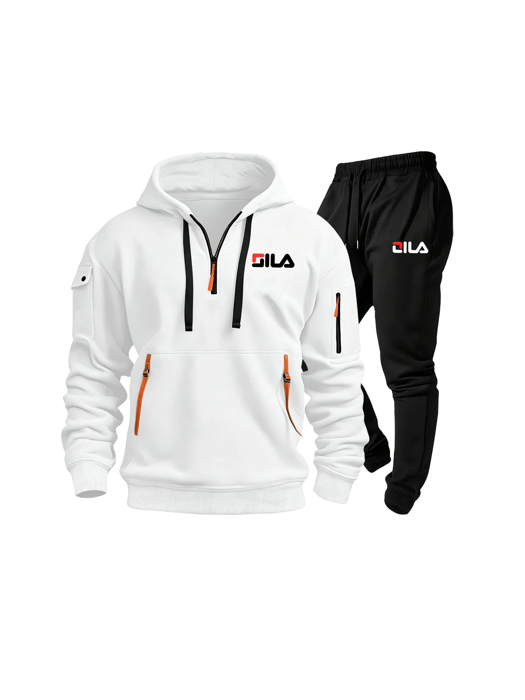 Ensemble automne-hiver pour hommes, sweat-shirt à capuche avec demi-fermeture éclair, ensemble de sport, ensemble deux pièces, motif imprimé, six couleurs, vêtements de sport