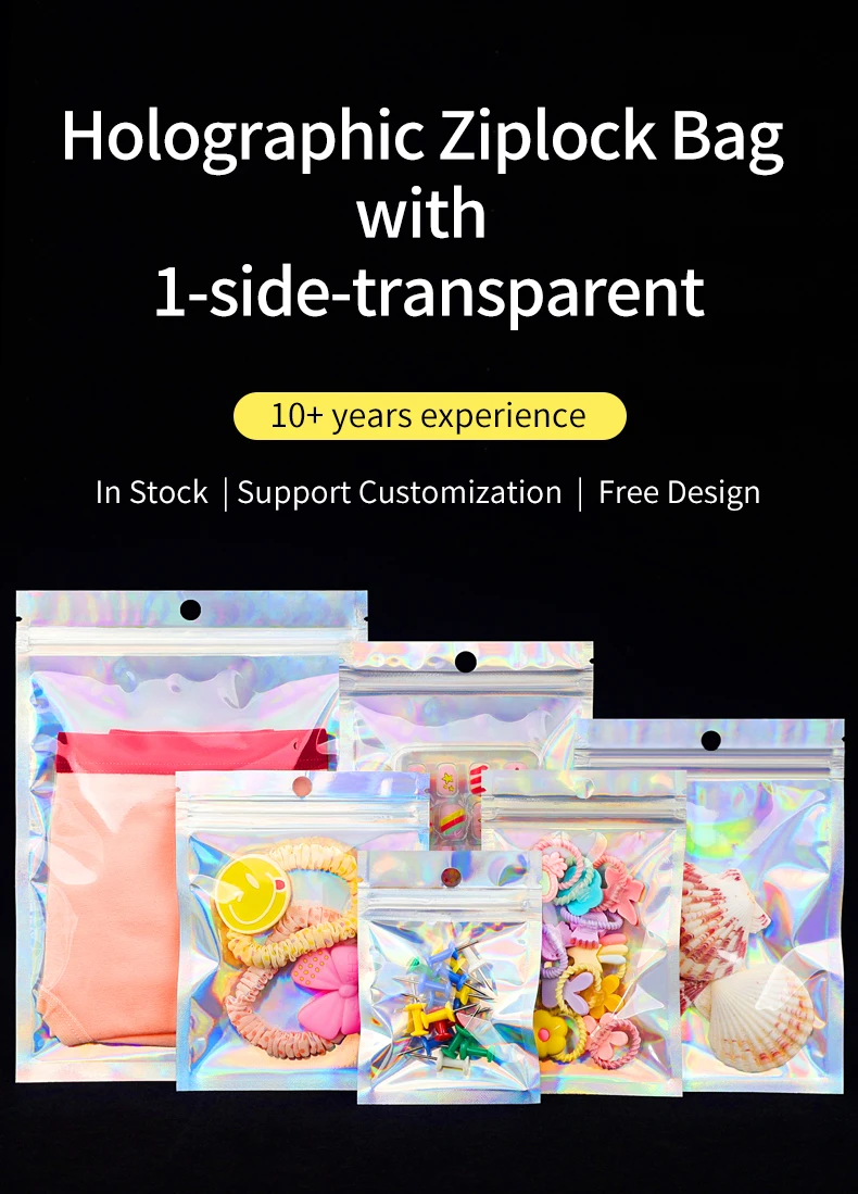 100 Stück selbst klebende Lasers chmuck transparente Kunststoff verpackungs beutel Süßigkeiten Postkarten Schmuck verpackung Geschenk Aufbewahrung beutel – Detail 1