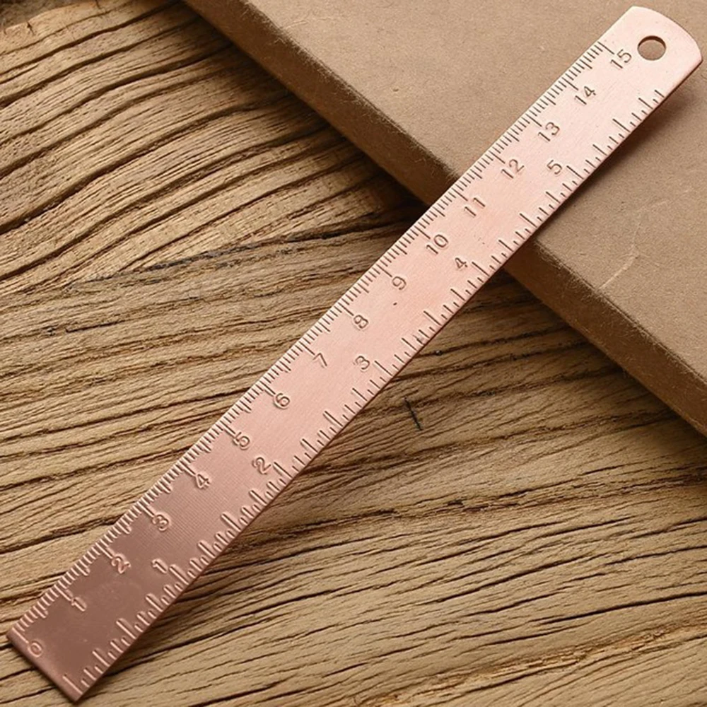 Unisex Stationery Bookmark Students Drawing Ruler for School Office Brass Straight Ruler Learning Measuring Ruler