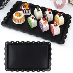 1Pc Serving Trays Rectangle Dessert Tray Plastic Platters Flat Cookie Cupcake Serving Tray Birthday Tea Party Wedding Decor