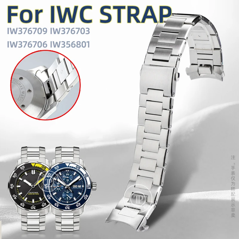 22mm Quick release steel watchband Solid stainless steel For IWC marine timepiece IW376709 376703 376706 strap butterfly buckle