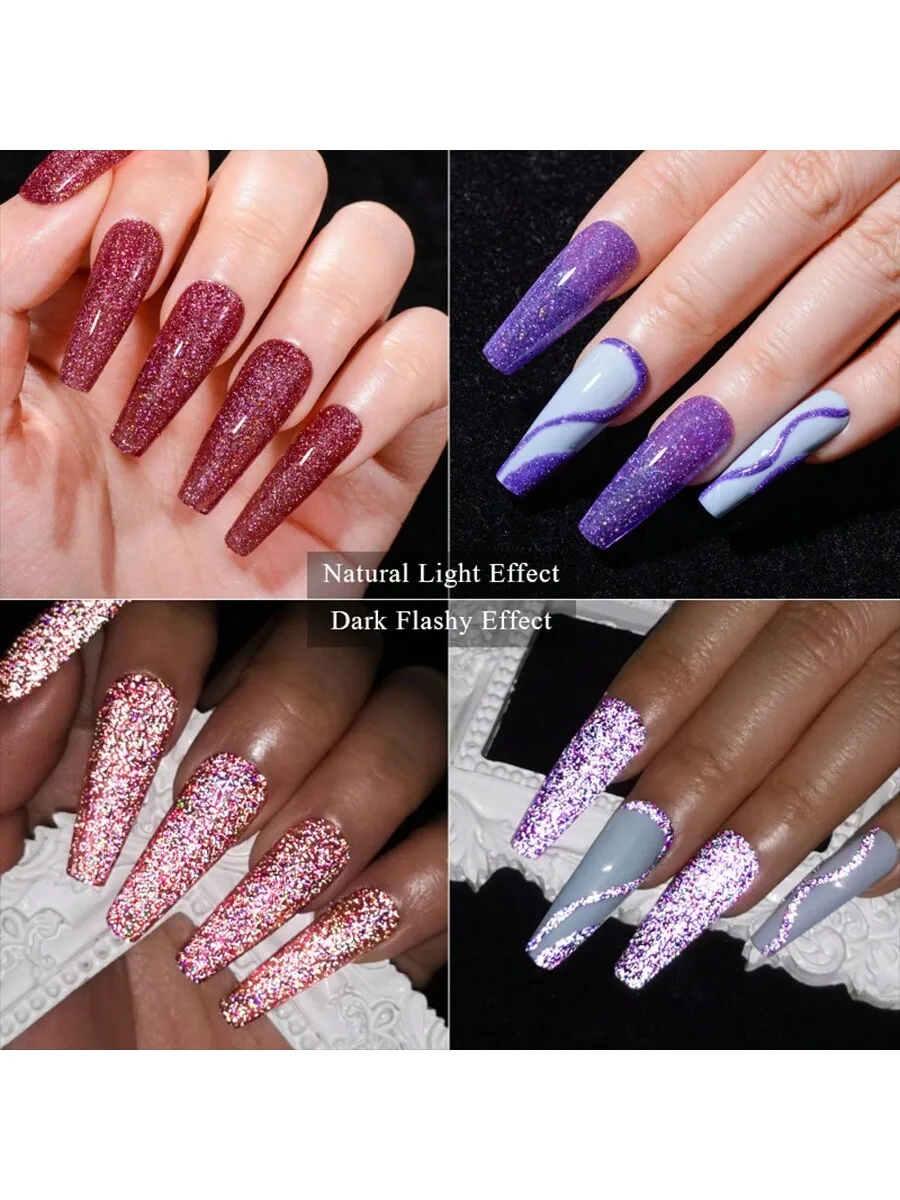 1 قطعة 10 مللي طلاء أظافر لامع عاكس مبهر - طلاء أظافر ثلاثي الأبعاد بدون مسح بالأشعة فوق البنفسجية LED #3