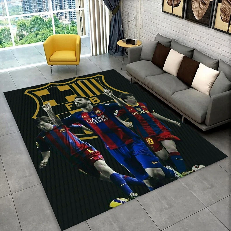 Goat M-Messi Fußball-Sportteppich für Spielzimmer, Schlafzimmer, Wohnzimmer, Sofa, Heimdekoration, Kinderspielbereich-Teppich, rutschfeste Bodenmatte