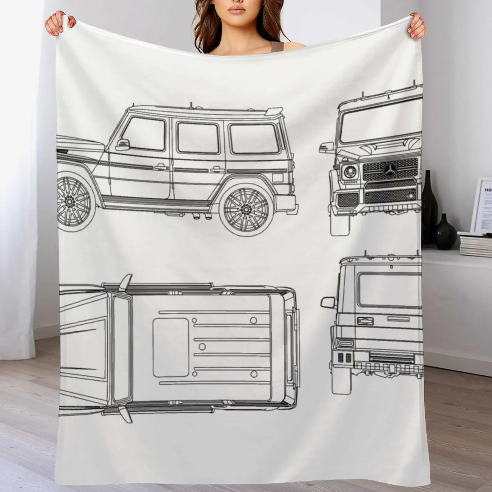 G-Wagon Tuning Blueprint Throw Blanket Thin Soft Decorative Sofa Blankets