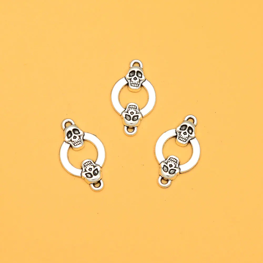 10pcs/Lots14x24mm Goth Skull Head Connector Charms Halloween Pendants For DIY Earring Necklace Bracelets Jewelry Making Supplies image 3