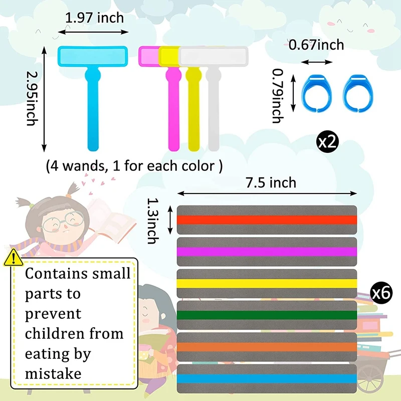 12 Pieces Colorful Reading Tools For Kids ADHD Tools Dyslexia Tools Reading Guide Strips Speed Reading Tool