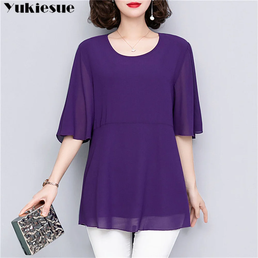 

Elegant Women's summer blouses chiffon casual woman tops women half sleeve shirt blouse chemise femme blusas blusa feminina