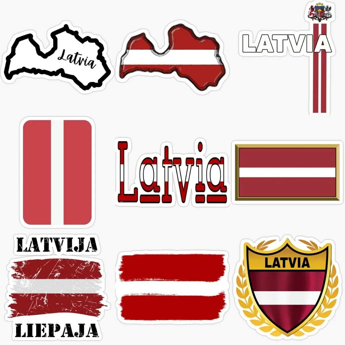 

Latvia Flag Map Emblem PVC Waterproof Sticker for Decorate Fridge Wall Car Helmet Camper Bumper Window Off-road Decal