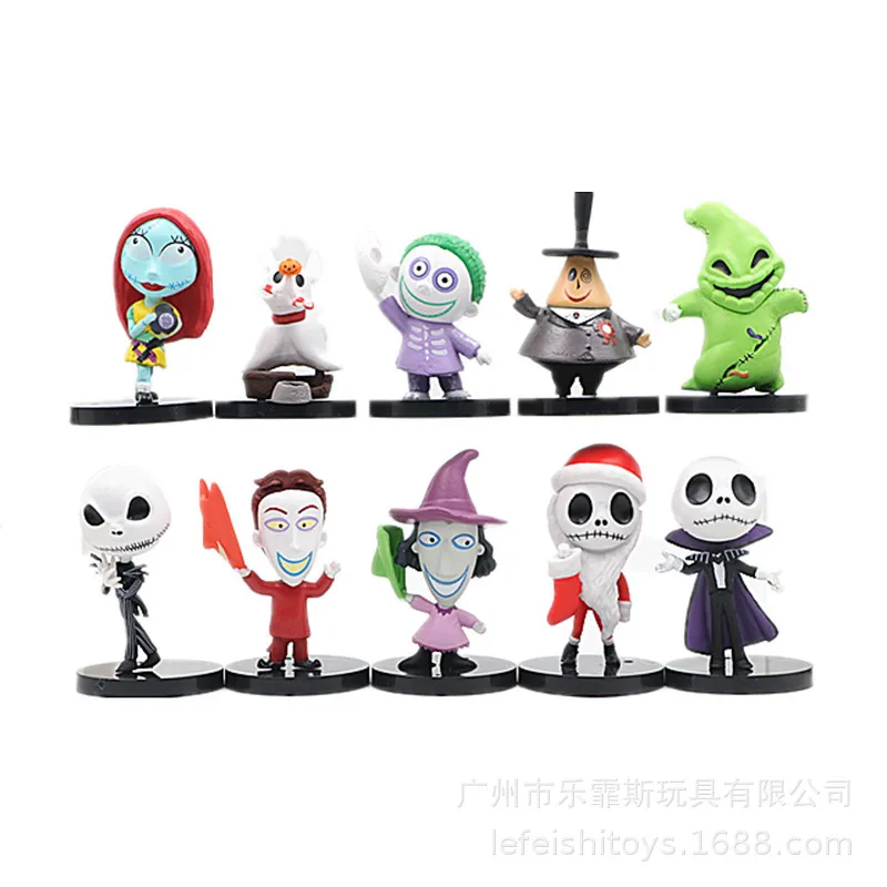 10 Model Model boneka mainan Halloween Skellington Jack nickmare Before Christmas Jack Skellington ornamen mobil buatan tangan Joytoy 1 18 Anime