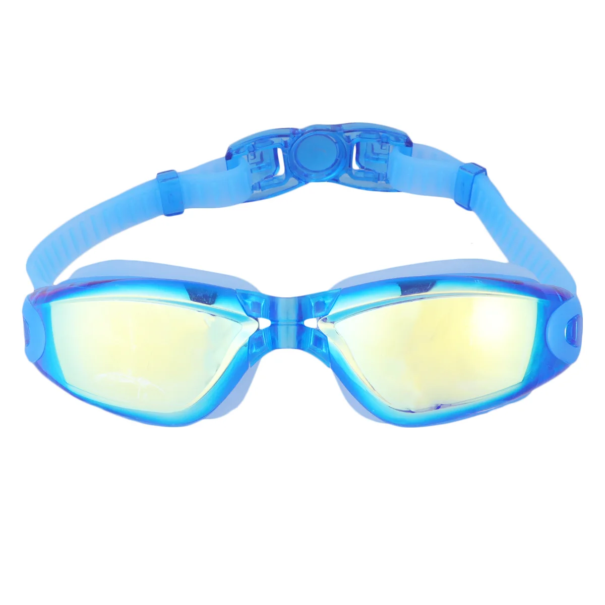 

Plated Swim Goggles Blue Leak Proof Anti Fog Swimwear Uv Protection Flexible Frame Detachable for Men Women