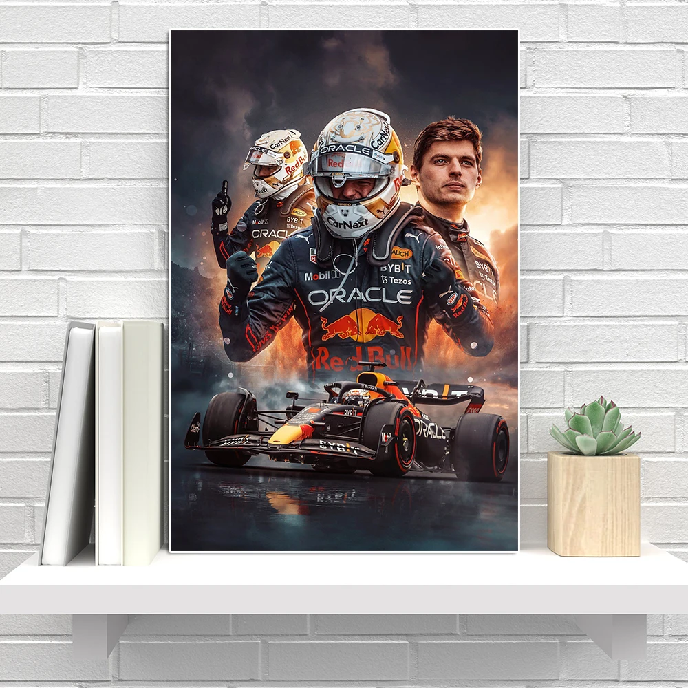 Formula Grand Prix Champion Verstappen Poster Print Red Team Racer Portrait Graffiti Canvas Painting Club Wall Art Room Decor