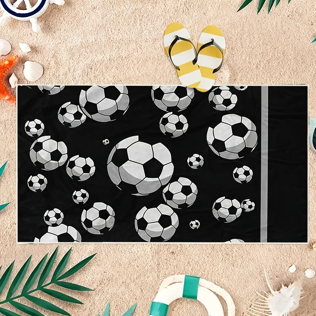 1pc Soccer Ball Beach Towel, Unisex Quick-Dry, Beach Camping Swimming Diving Surfing Essential, Easter Summer Birthday Gift