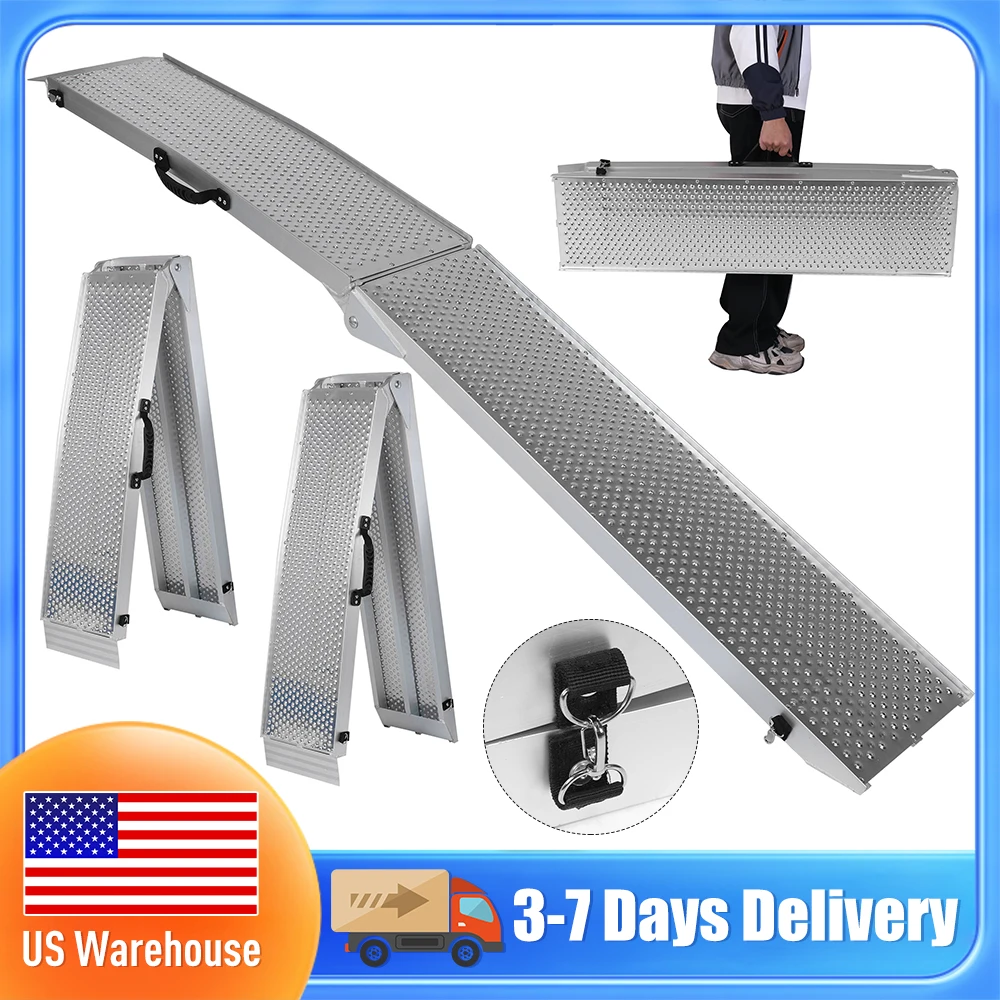 

2Pcs 85inch Extra Long Folding Ramp for Motorcycles Truck Lawn Mowers UTVs and More Heavy Duty Aluminum Frame Ramp with Handle