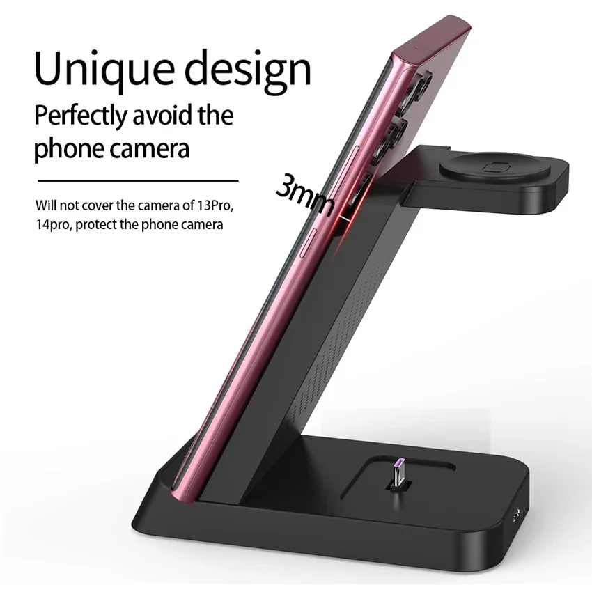 3 in 1 Fast Wireless Charger Stand For iPhone 15 14 13 12 11 X XR 8 Samsung Apple Watch 8 7 6 Airpods Pro Charging Dock Station