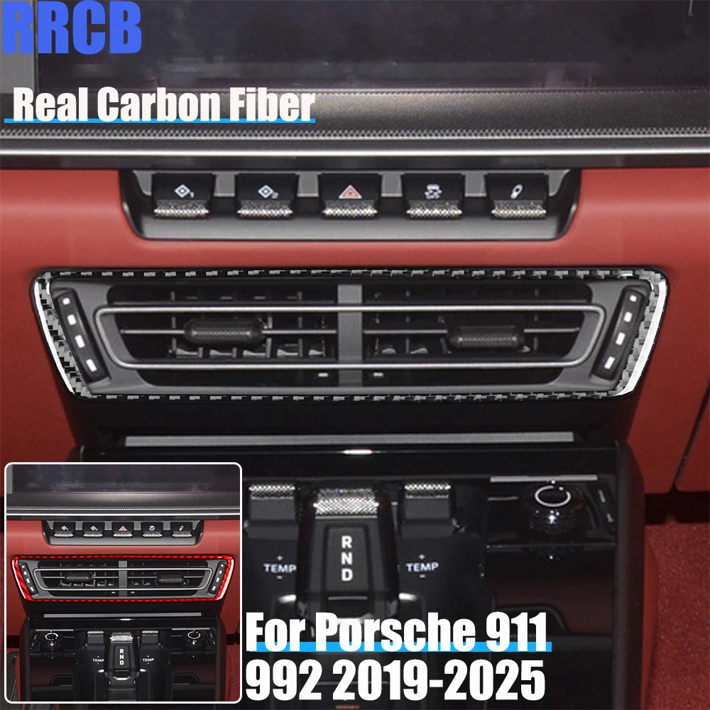 

Автомобильные аксессуары из настоящего углеродного волокна, накладка на центральную консоль, мягкая наклейка для Porsche 911 992 2019 2020 2021 2022 2023 2024