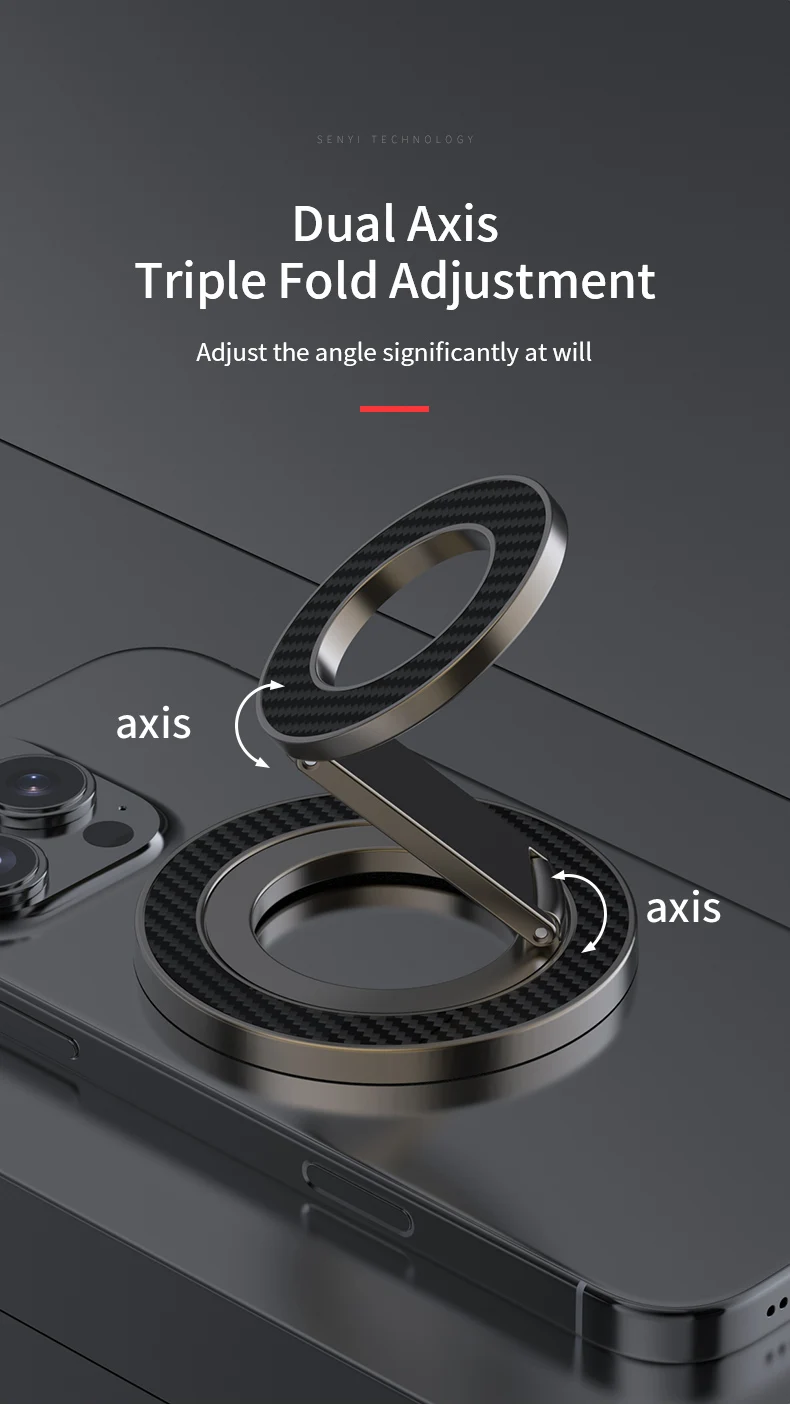 Kohlefaser-Doppelseitiger Magnetischer Telefonringhalter für MagSafe Magnetischer Handygriff-Ständer für iPhone 12-16 Serie – Detail 8